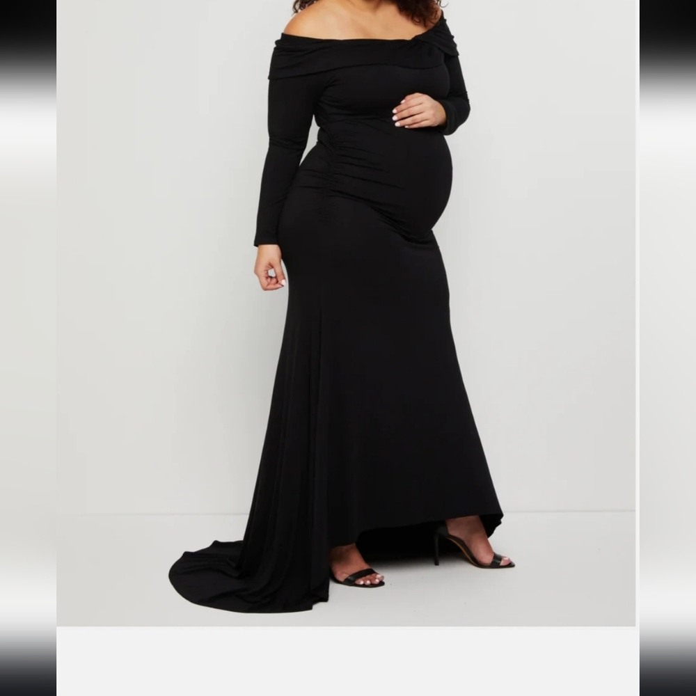 Motherhood Maternity,Off Shoulder Maxi Dress, Black